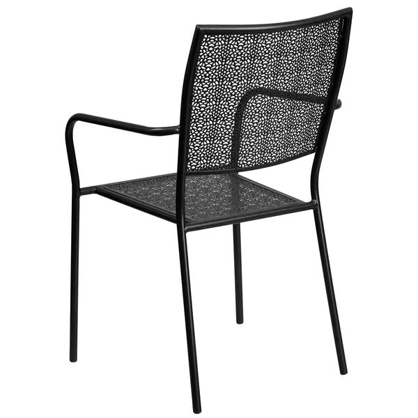 Black Steel Patio Arm Chair with Square Back
