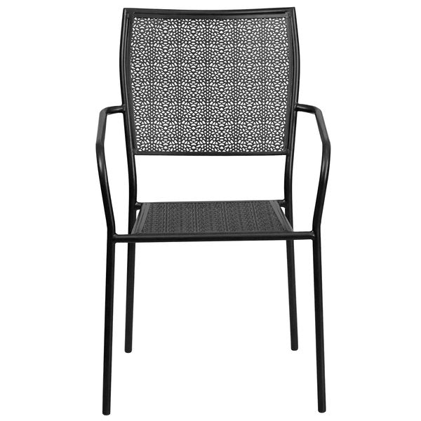 Black Steel Patio Arm Chair with Square Back