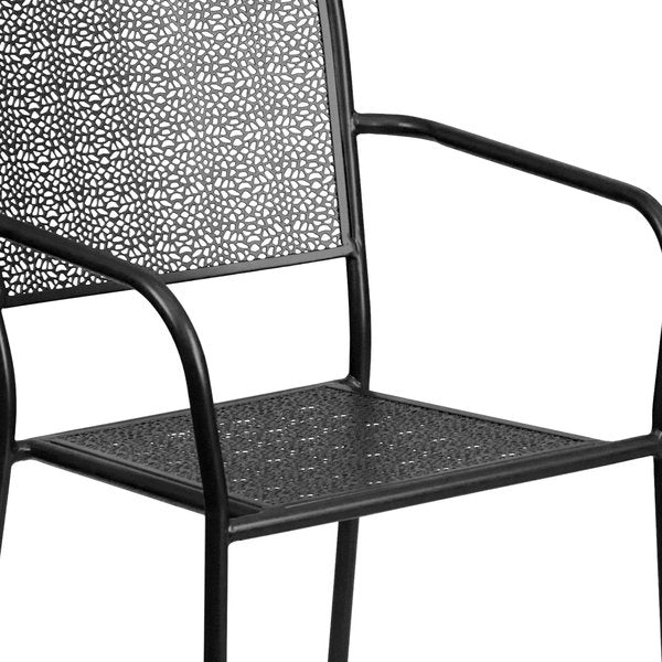 Black Steel Patio Arm Chair with Square Back