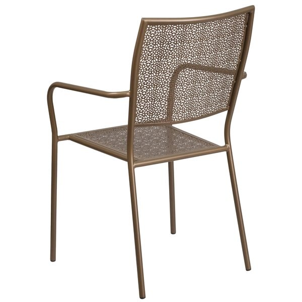Gold Steel Patio Arm Chair with Square Back