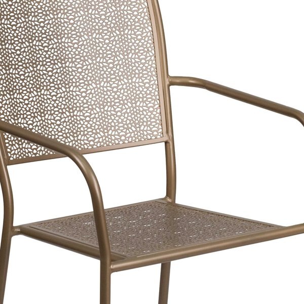 Gold Steel Patio Arm Chair with Square Back