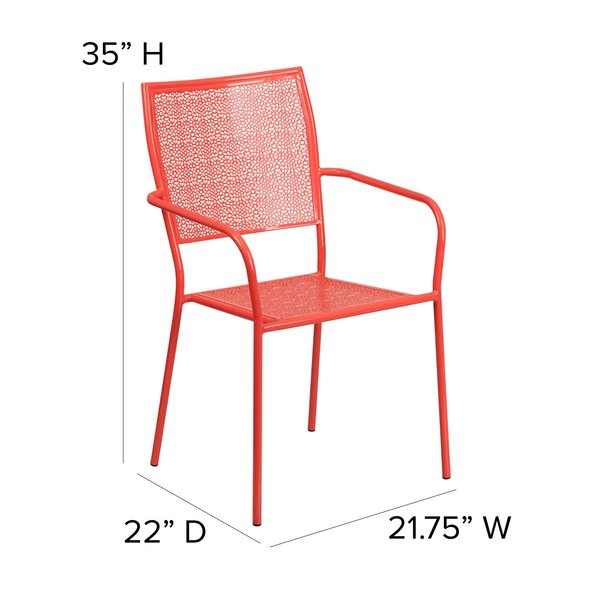 Coral Steel Patio Arm Chair with Square Back