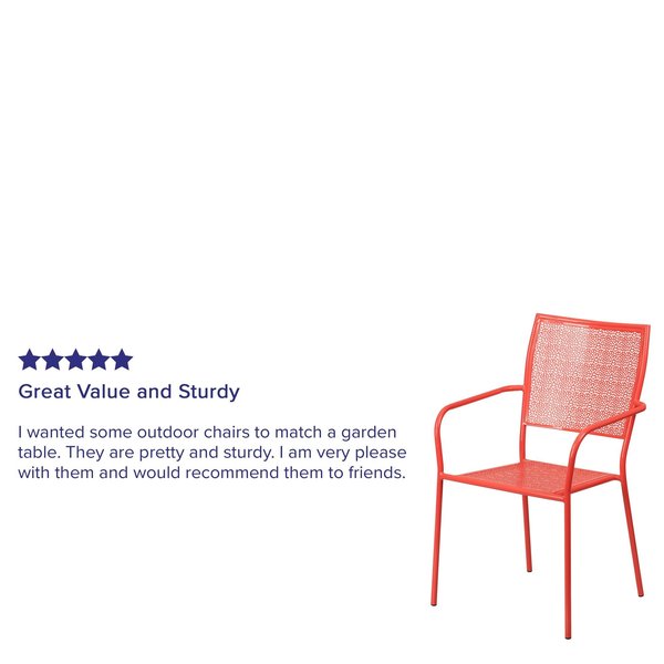 Coral Steel Patio Arm Chair with Square Back