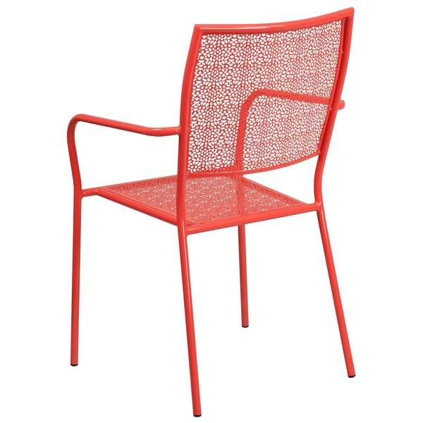 Coral Steel Patio Arm Chair with Square Back