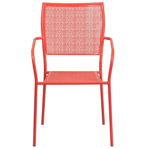 Coral Steel Patio Arm Chair with Square Back