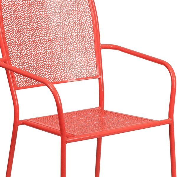 Coral Steel Patio Arm Chair with Square Back