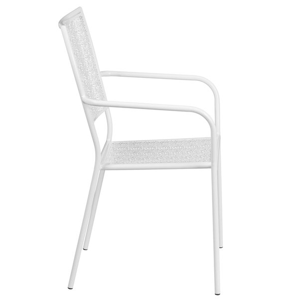 White Steel Patio Arm Chair with Square Back