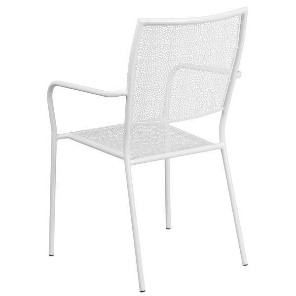 White Steel Patio Arm Chair with Square Back