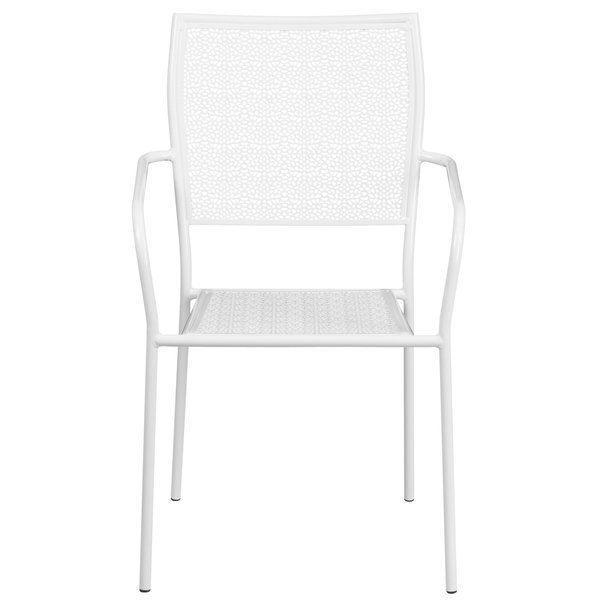 White Steel Patio Arm Chair with Square Back