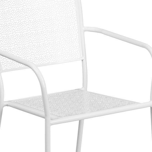 White Steel Patio Arm Chair with Square Back