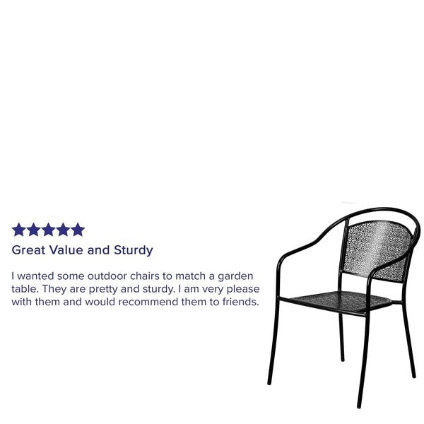 Black Steel Patio Arm Chair with Round Back
