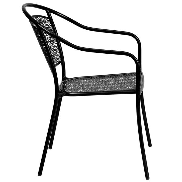 Black Steel Patio Arm Chair with Round Back