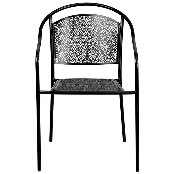 Black Steel Patio Arm Chair with Round Back
