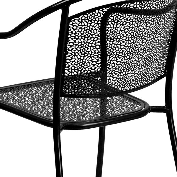 Black Steel Patio Arm Chair with Round Back