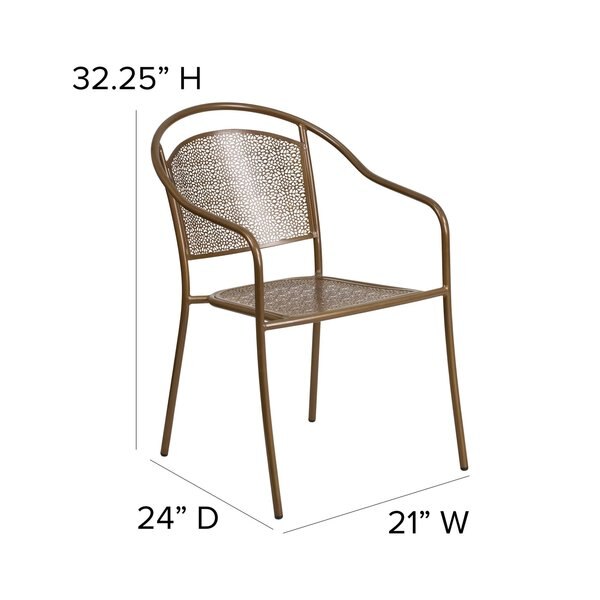 Gold Steel Patio Arm Chair with Round Back