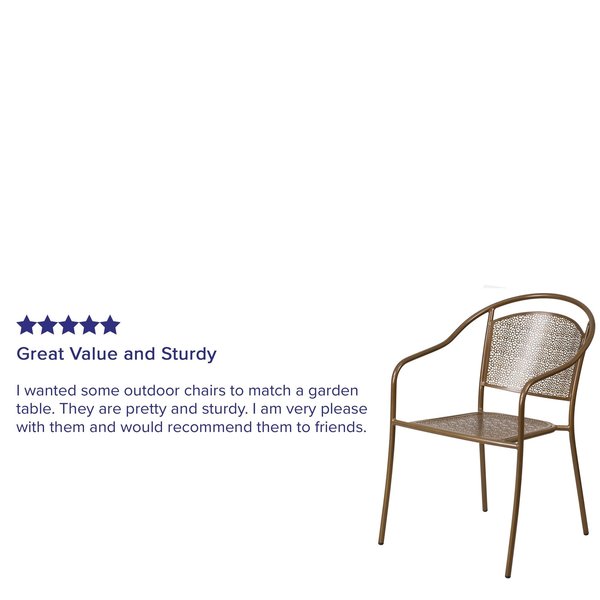 Gold Steel Patio Arm Chair with Round Back