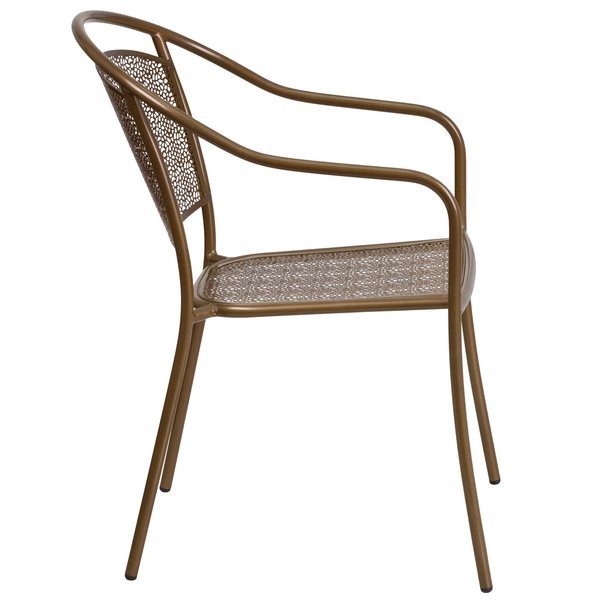 Gold Steel Patio Arm Chair with Round Back