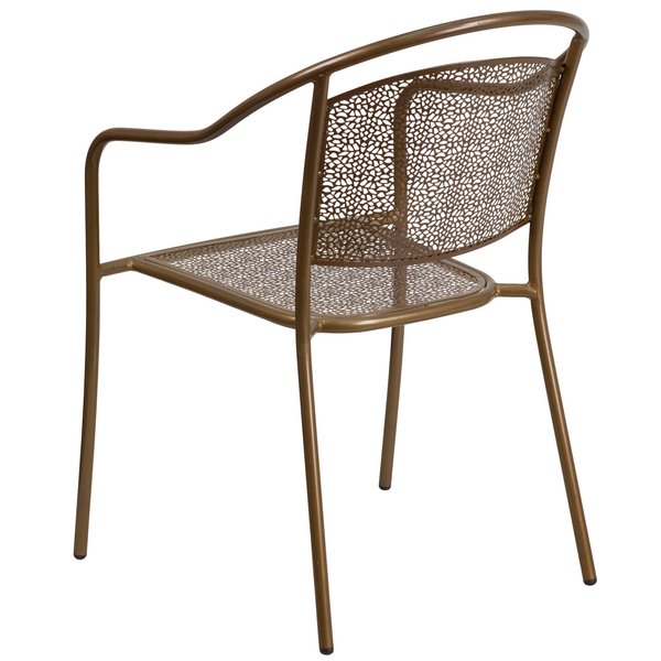 Gold Steel Patio Arm Chair with Round Back