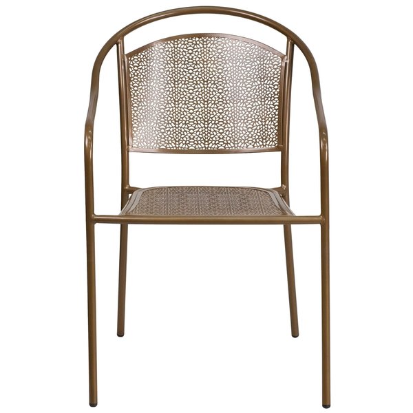 Gold Steel Patio Arm Chair with Round Back