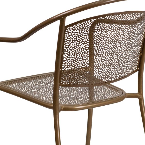 Gold Steel Patio Arm Chair with Round Back
