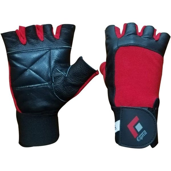 Red Weight Lifting Leather Gloves Small