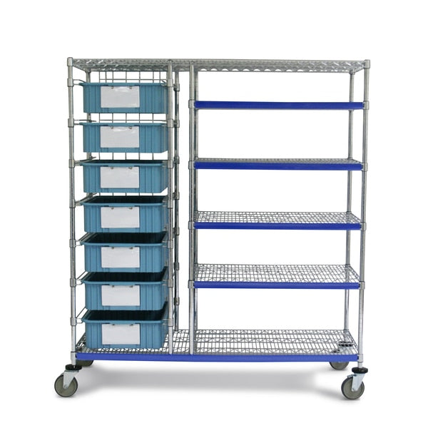 Bin Storage Cart, 7 bins, 24x72x69