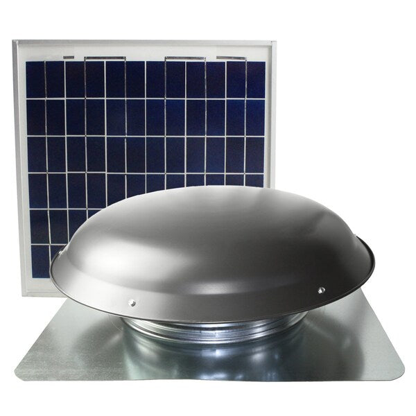 433 CFM Solar Powered Roof Mount Power Attic Ventilator with Panel in Weathered Gray