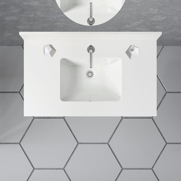 Vanity Top w/Ceramic Basin, 37 x 22 in