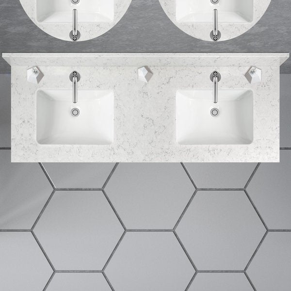 Vanity Top w/Ceramic Basins, 61 x 22 in