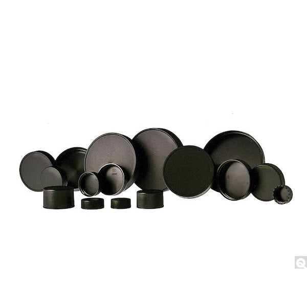 Black Unlined PP Caps, Ribbed, 38, PK100