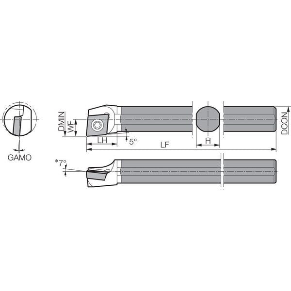 Boring Bar, Positive Rake, Right-Hand