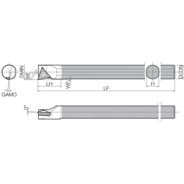 Boring Bar, Positive Rake, Right-Hand