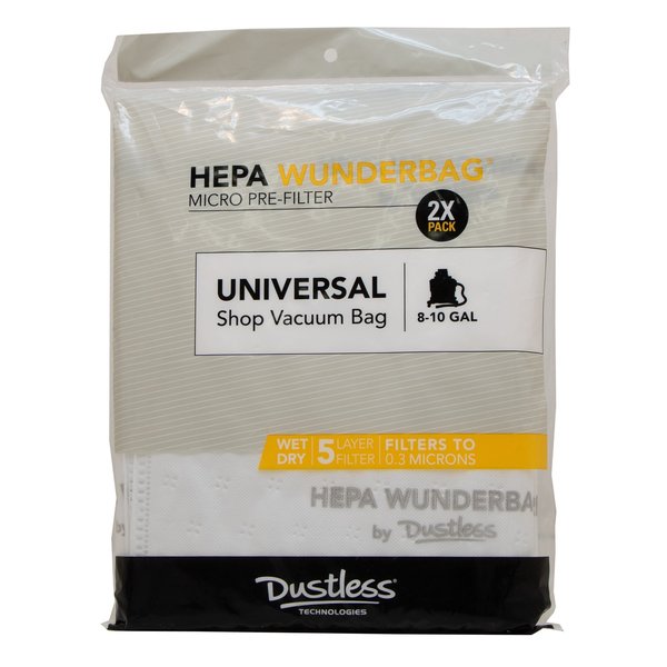 Universal Wet/Dry Vac HEPA, 8-10 gal, PK2