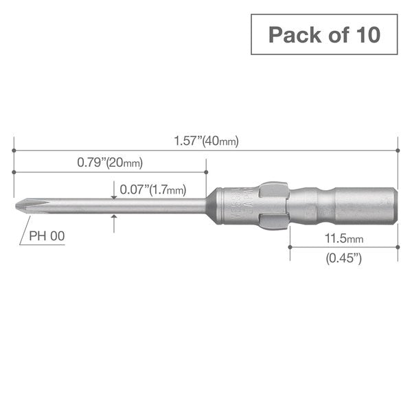 Precision Bit Wing-Shank 4mm, +00x, PK10
