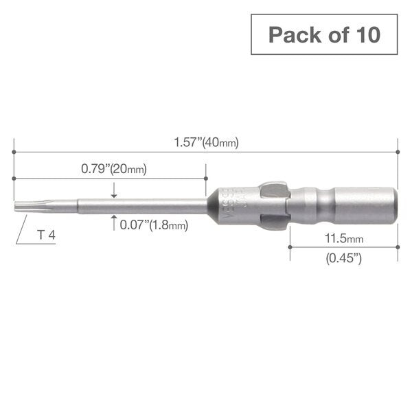 Precision Bit Wing-Shank 4mm, T4x1, PK10