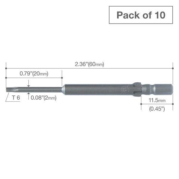 Precision Bit Wing-Shank 4mm, T6x2, PK10