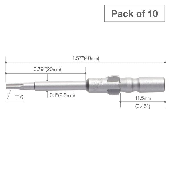 Precision Bit Wing-Shank 4mm, T6x2, PK10