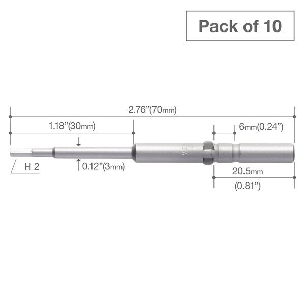 Precision Bit Wing-Shank 5mm, H2x3, PK10