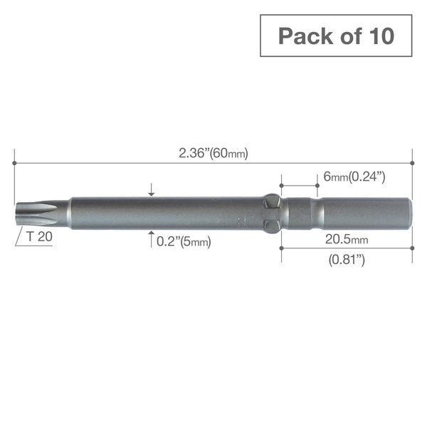 Precision Bit Wing-Shank 5mm, T20x, PK10