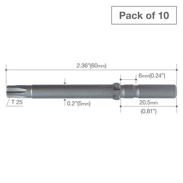 Precision Bit Wing-Shank 5mm, T25x, PK10