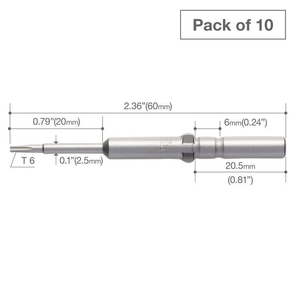 Precision Bit Wing-Shank 5mm, T6x2, PK10