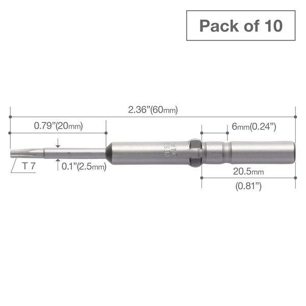 Precision Bit Wing-Shank 5mm, T7x2, PK10