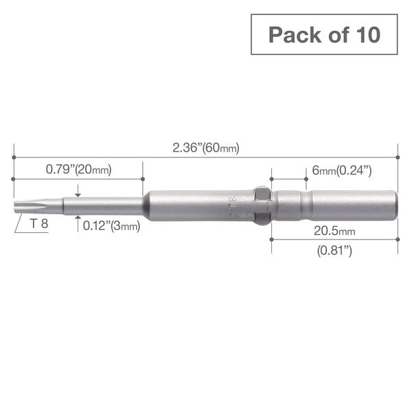 Precision Bit Wing-Shank 5mm, T8x3, PK10
