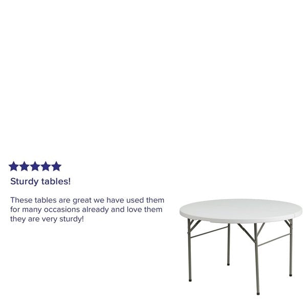 Round Wh 48Rnd Plastic Bi-Fold Table, 47.75
