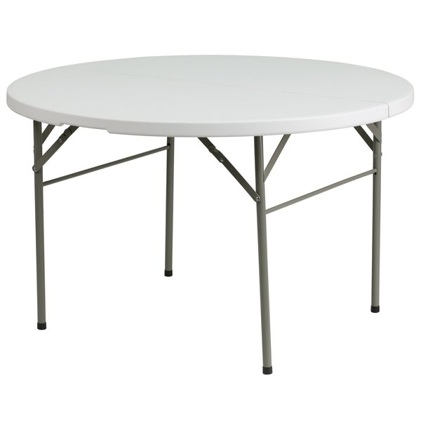 Round Wh 48Rnd Plastic Bi-Fold Table, 47.75