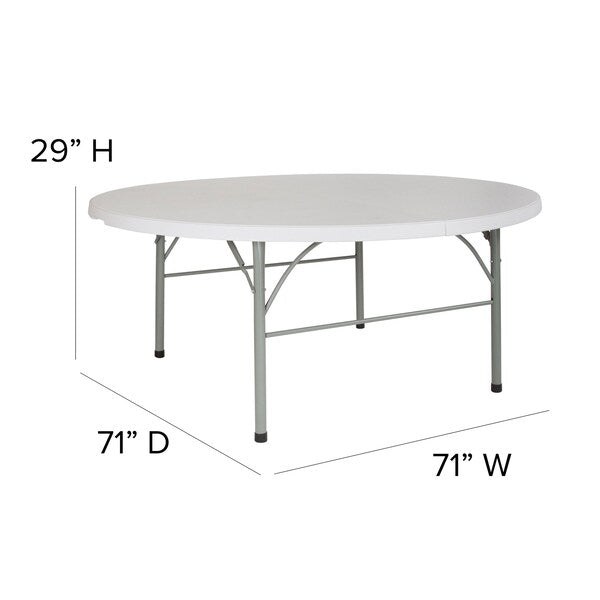 Round Wh 72Rnd Plastic Bi-Fold Table, 71