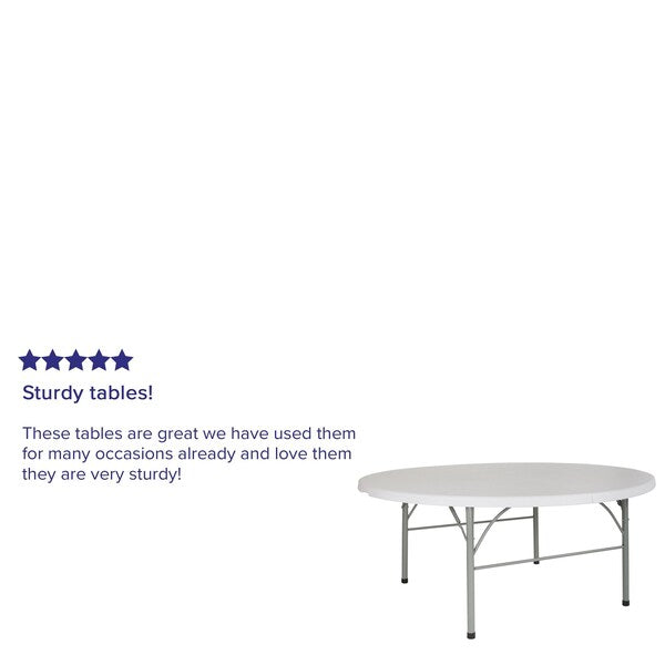Round Wh 72Rnd Plastic Bi-Fold Table, 71