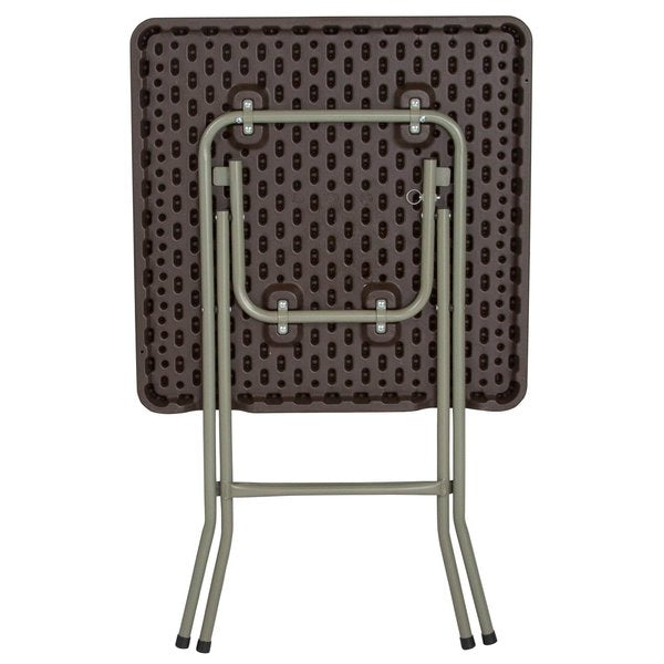 Square Rattan Folding Table, Square, Brown, 23.5