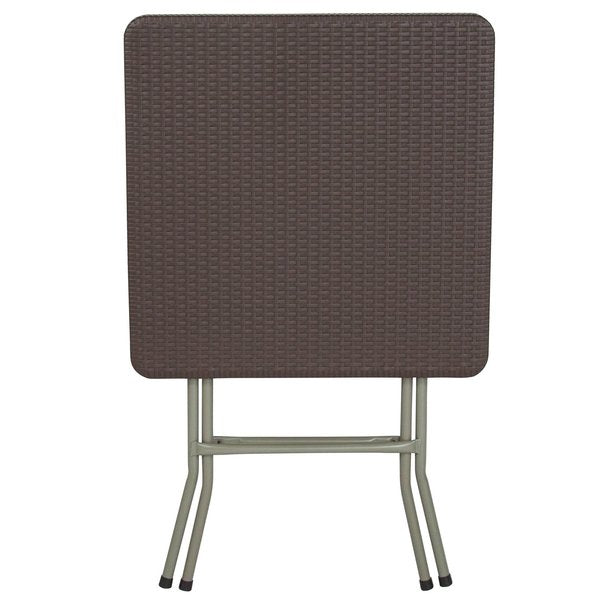 Square Rattan Folding Table, Square, Brown, 23.5