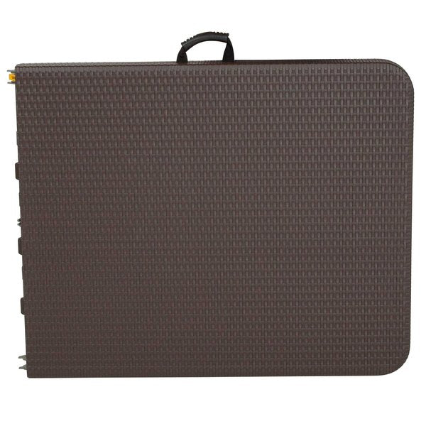 Rectangle Rattan Folding Table, Plastic, Brn, 29x71